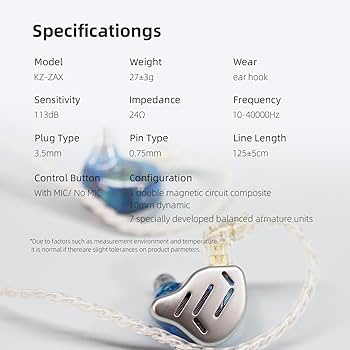 新品未開封 KZ ZAX ハイブリッドドライバーモニターイヤホン 1DD＋7BA Amazon.com: KZ Zax in Ear Headphones 7BA+1DD Hybrid 16